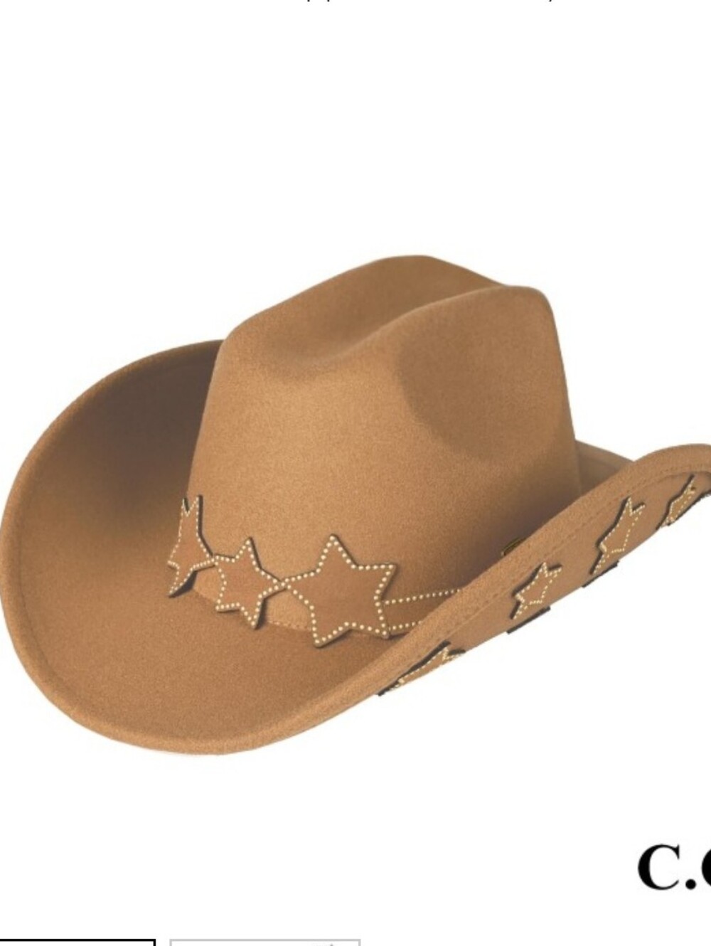 C.C New York Star Embellishment Cowboy Hat New Camel Brown Adjustable OSFM